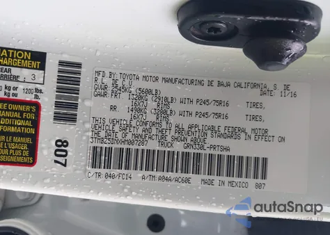 2017 Toyota Tacoma Sr5 из США, поврежденный, VIN 3TMBZ5DNXHM007287